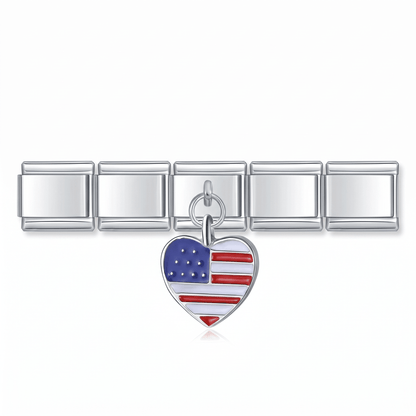 Charm Corazón Estados Unidos en pulsera italiana de eslabones