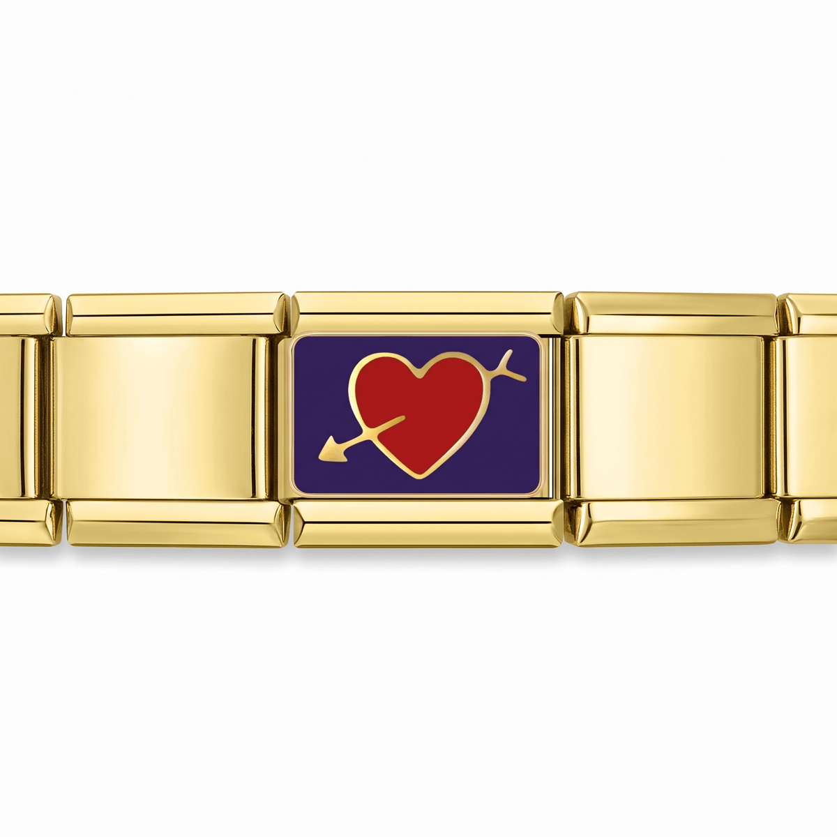 Charm Corazon Flecha en pulsera italiana de eslabones