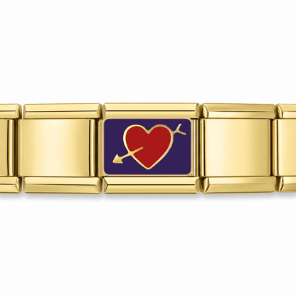 Charm Corazon Flecha en pulsera italiana de eslabones