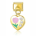 Heart Flower Charm (Hanging, Gold)