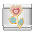 Flower Heart Charm (Silver)