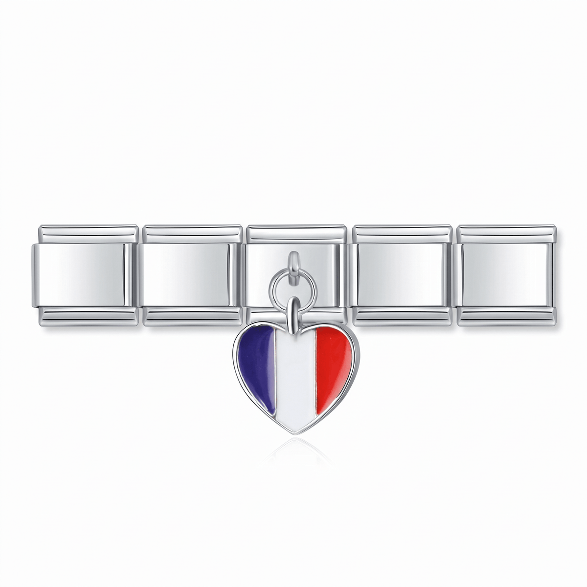 Charm Corazón Francia en pulsera italiana de eslabones