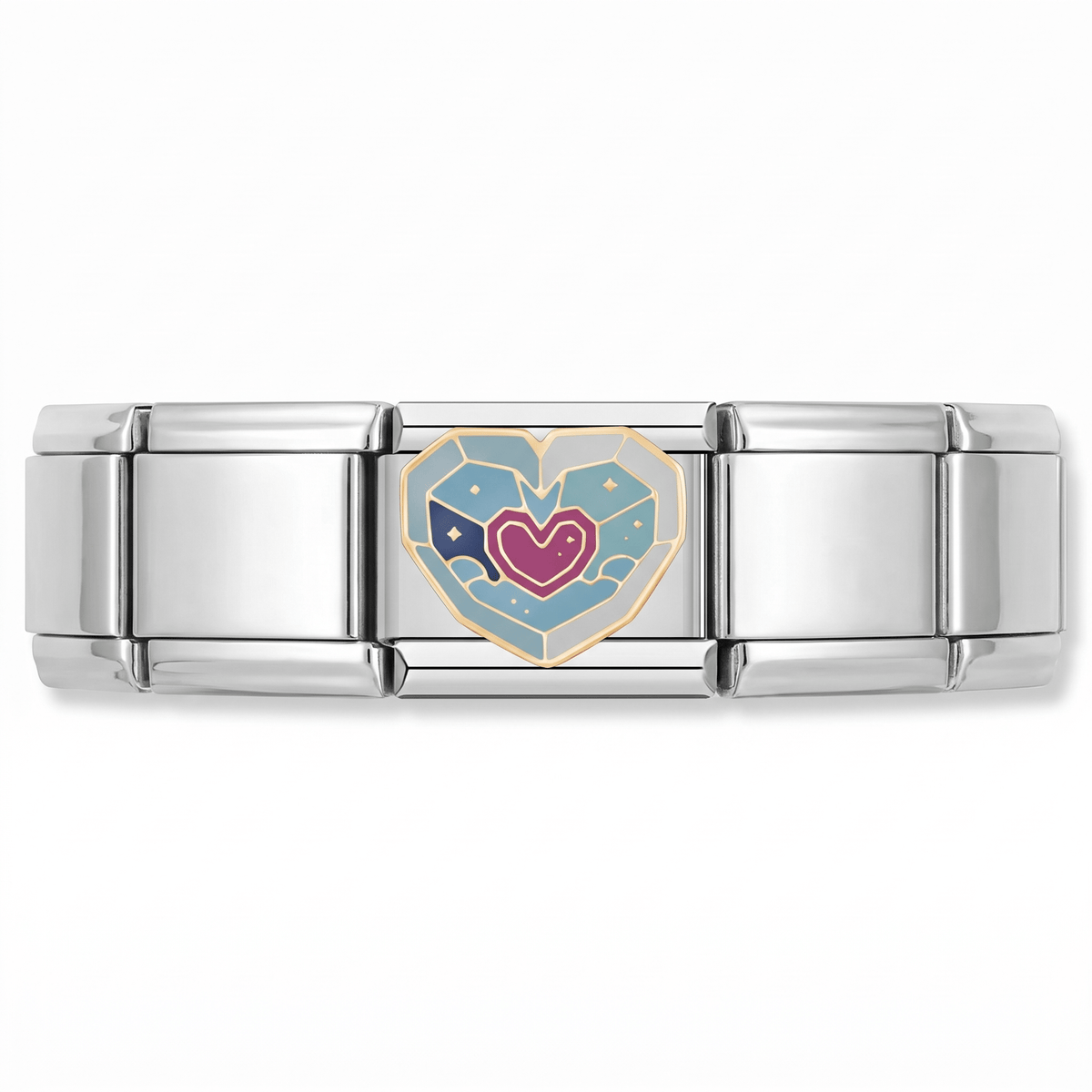 Charm Corazon (Geométrico) en pulsera italiana de eslabones
