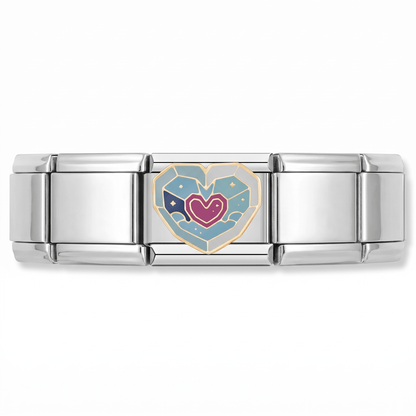 Charm Corazon (Geométrico) en pulsera italiana de eslabones