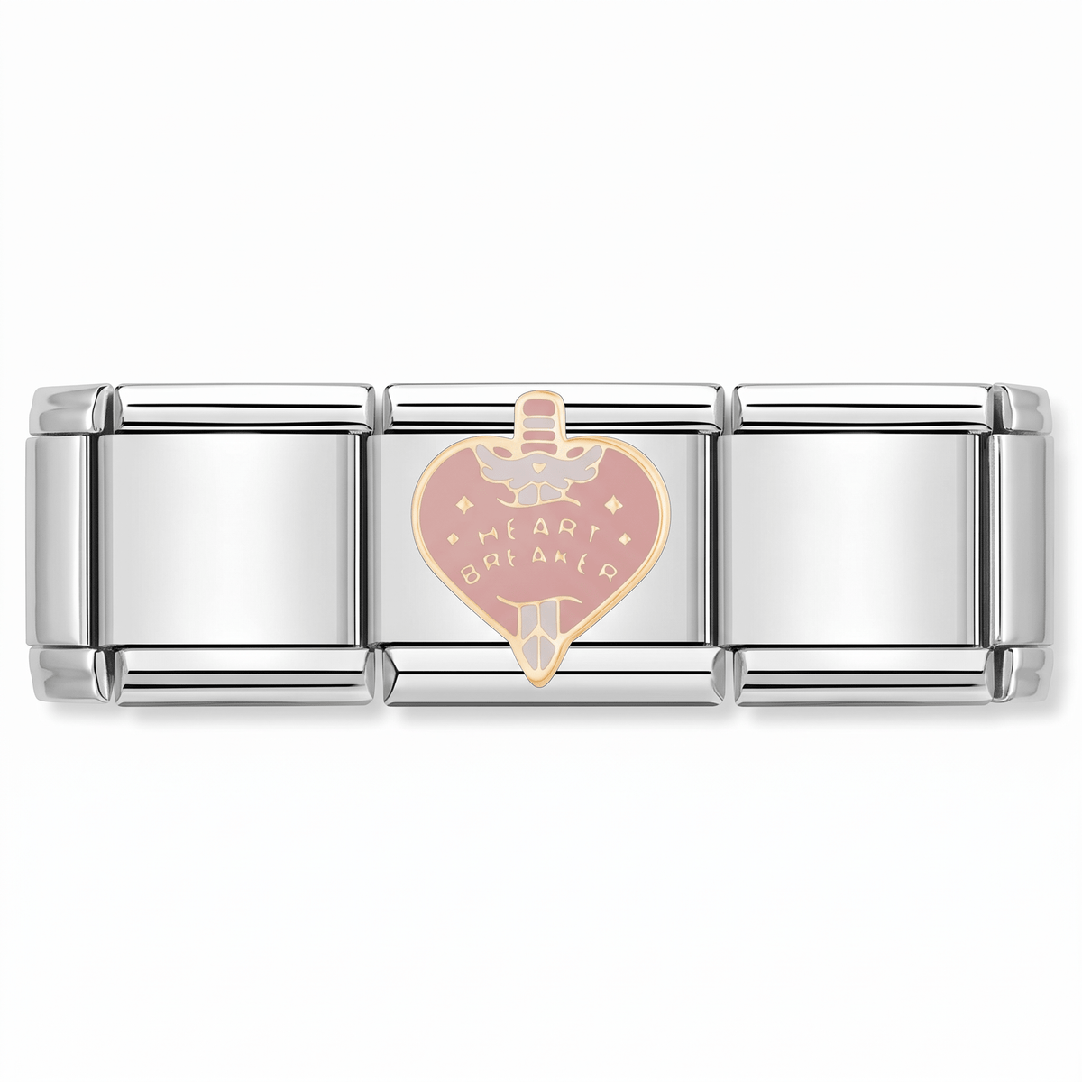 Charm Corazon Heart Breaker en pulsera italiana de eslabones
