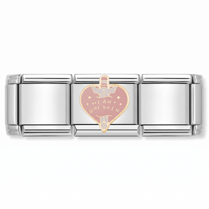Charm Corazon Heart Breaker en pulsera italiana de eslabones