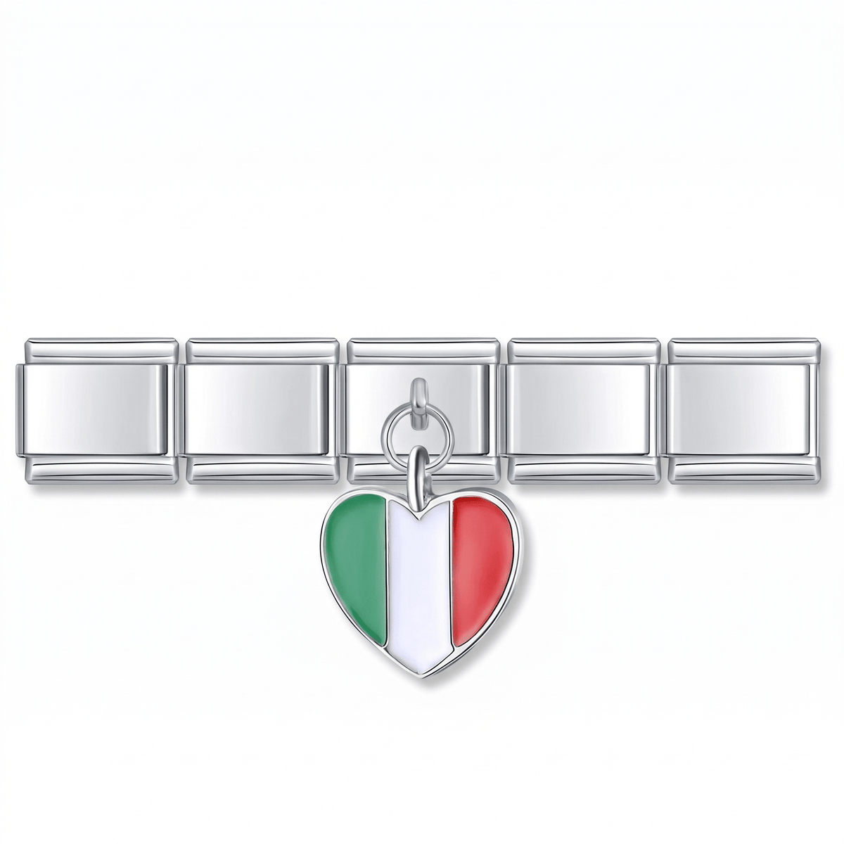 Charm Corazón Italia en pulsera italiana de eslabones