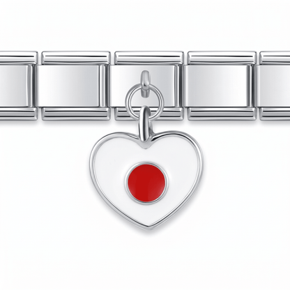Charm Corazón Japón en pulsera italiana de eslabones
