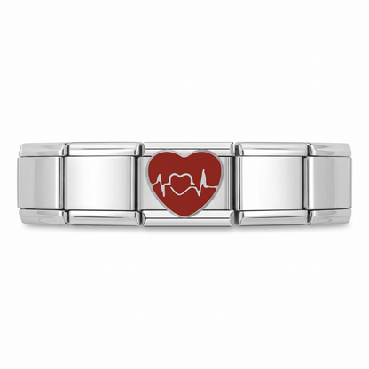 Charm Corazon (Latido) en pulsera italiana de eslabones