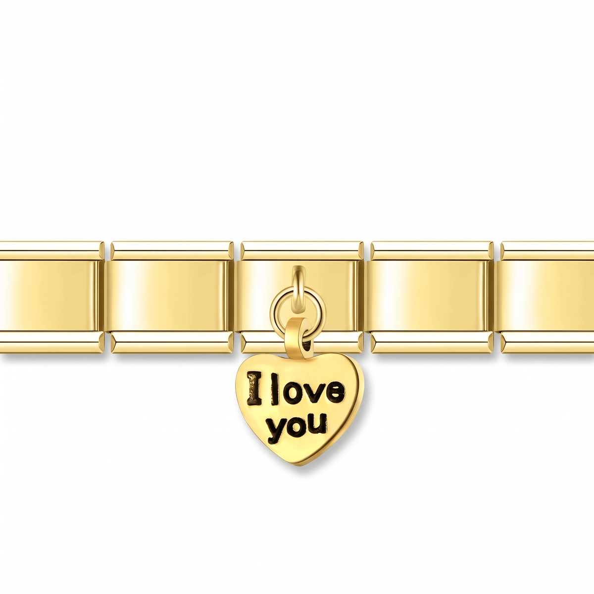 Charm Corazón love you en pulsera italiana de eslabones