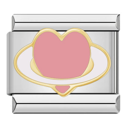 Charm Corazón planeta (Plateado) - Italian Charms