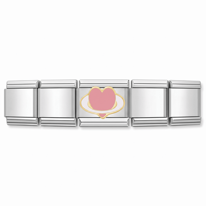 Charm Corazón planeta (Plateado) en pulsera italiana de eslabones