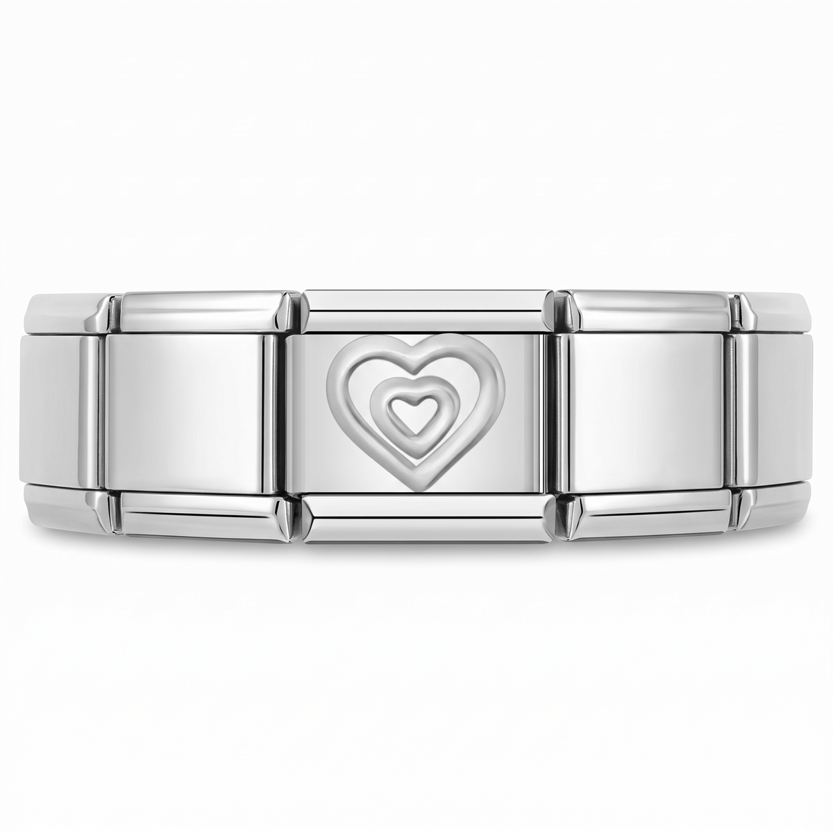 Charm Corazón Plateado en pulsera italiana de eslabones