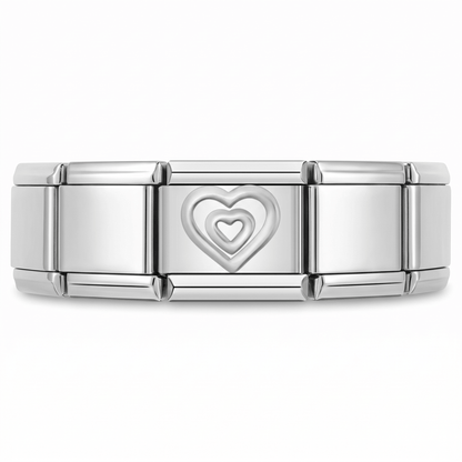 Charm Corazón Plateado en pulsera italiana de eslabones