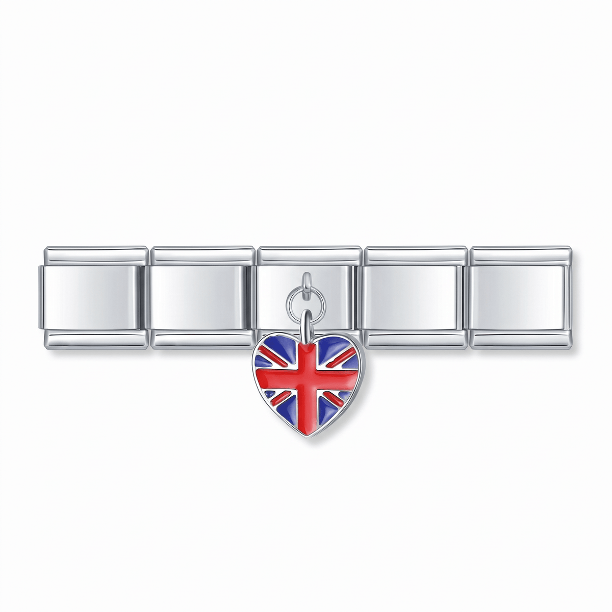 Charm Corazón Reino Unido en pulsera italiana de eslabones