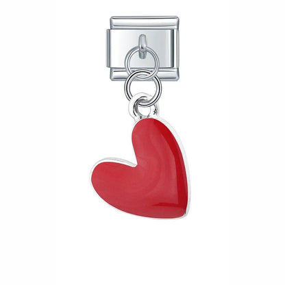 Charm Corazón rojo (Colgante, Plateado) - Italian Charms