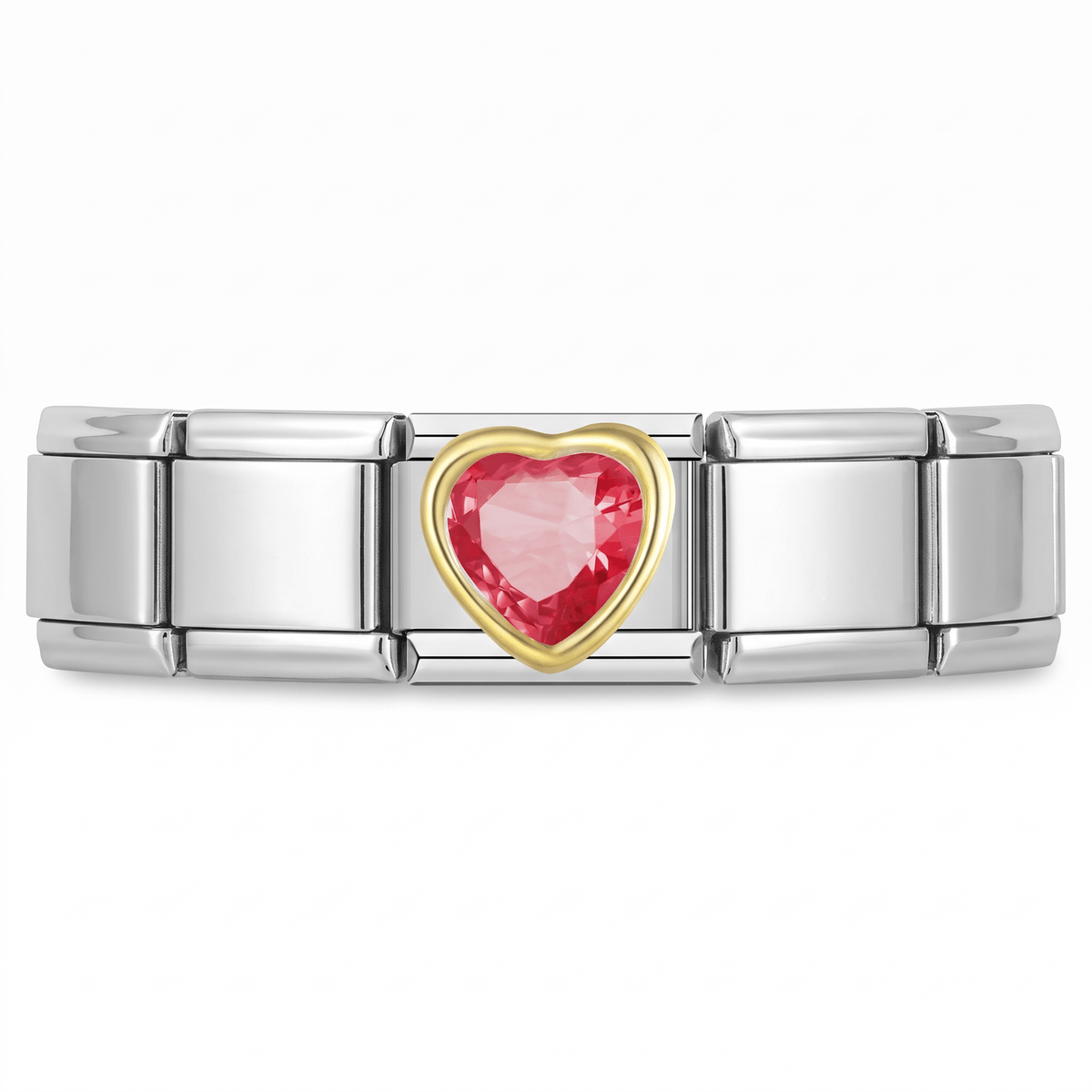 Charm Corazon Rojo (Grande) en pulsera italiana de eslabones