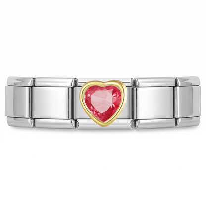 Charm Corazon Rojo (Grande) en pulsera italiana de eslabones