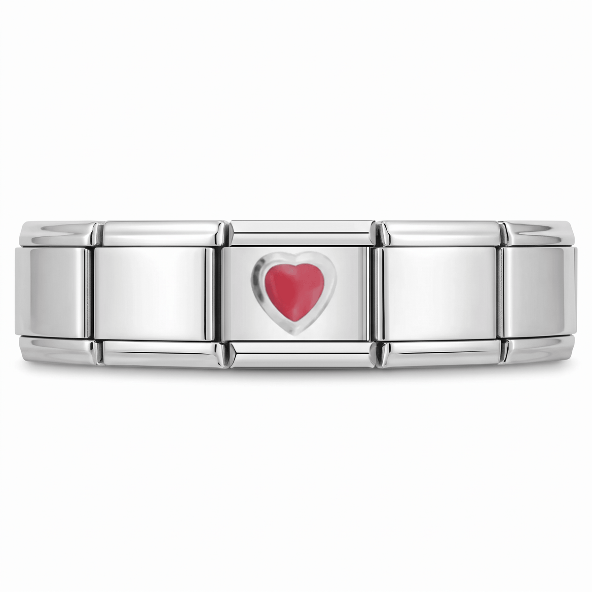 Charm Corazon rojo (Pequeño) en pulsera italiana de eslabones