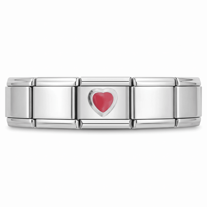 Charm Corazon rojo (Pequeño) en pulsera italiana de eslabones