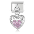 Charm Corazón rosa (Colgante con Brillos)