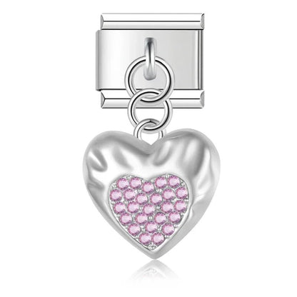 Charm Corazón rosa (Colgante con Brillos) - Italian Charms