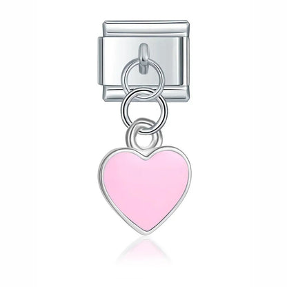 Charm Corazón rosa (Colgante, Plateado) - Italian Charms