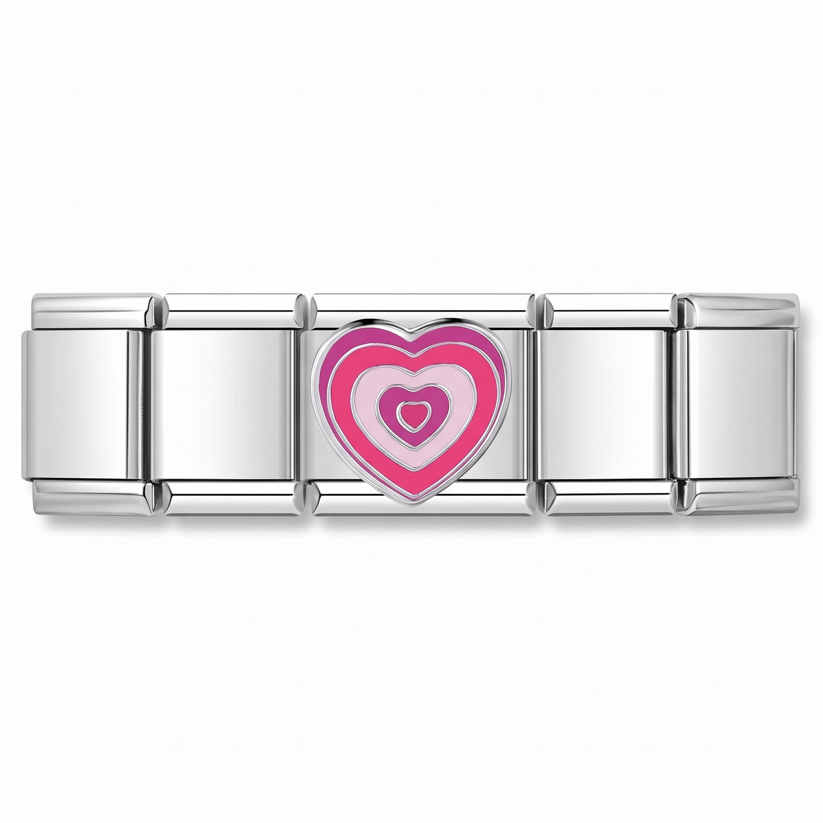 Charm Corazón Rosa (Espiral) en pulsera italiana de eslabones