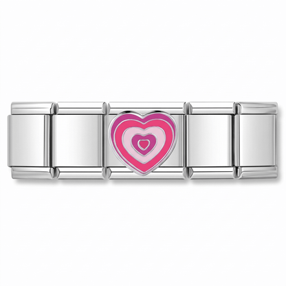 Charm Corazón Rosa (Espiral) en pulsera italiana de eslabones