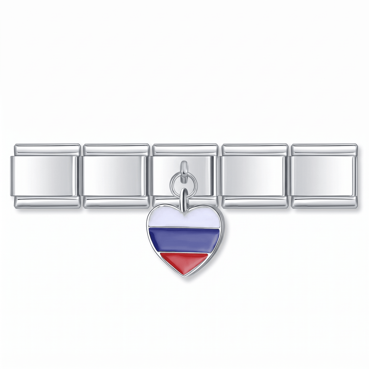 Charm Corazón Rusia en pulsera italiana de eslabones