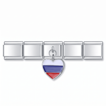 Charm Corazón Rusia en pulsera italiana de eslabones