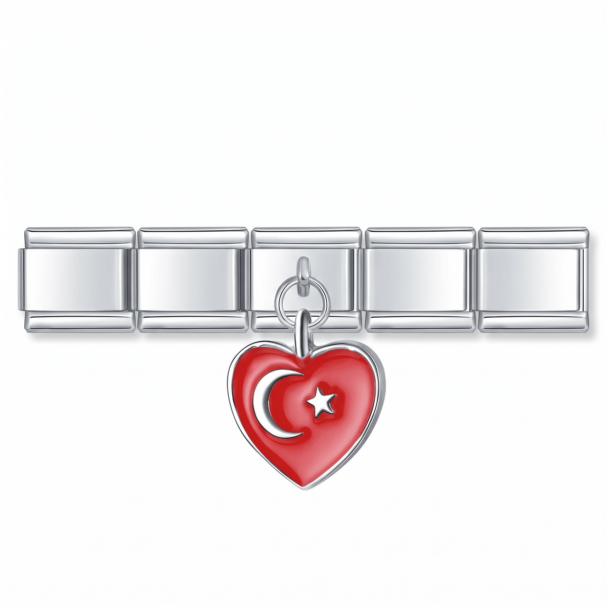 Charm Corazón Turquía en pulsera italiana de eslabones