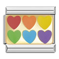 Charm Corazones de colores (Plateado)