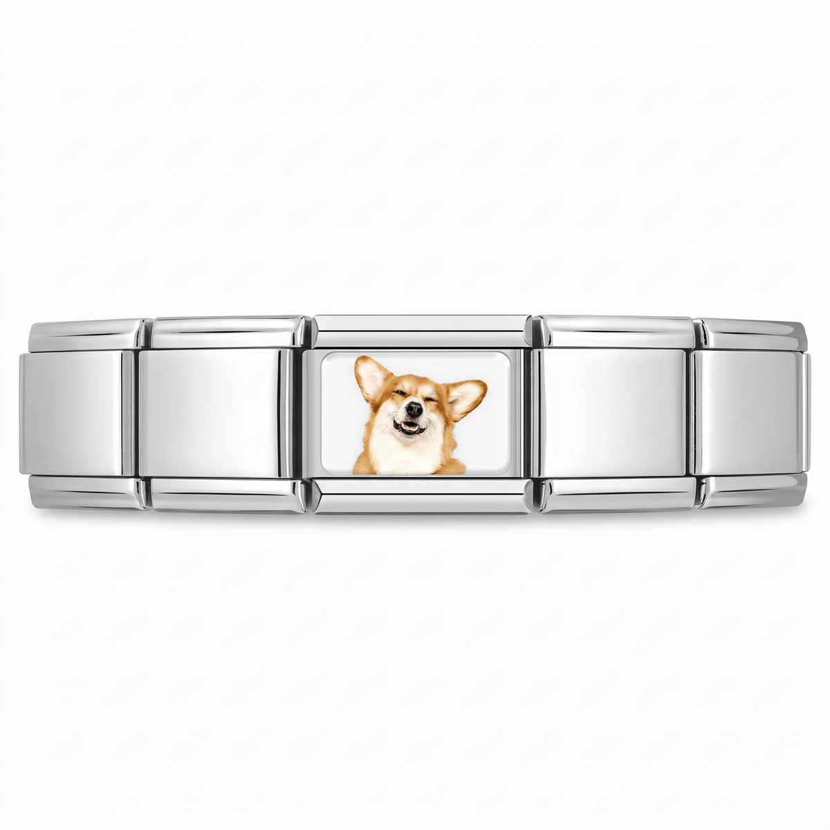 Charm Corgi en pulsera italiana de eslabones