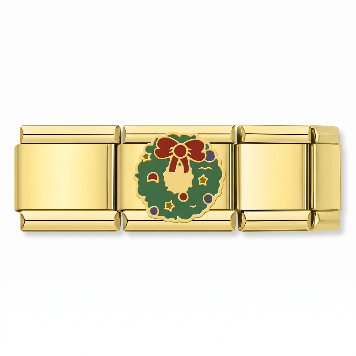 Charm Corona Navideña en pulsera italiana de eslabones