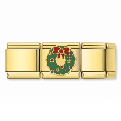 Charm Corona Navideña en pulsera italiana de eslabones