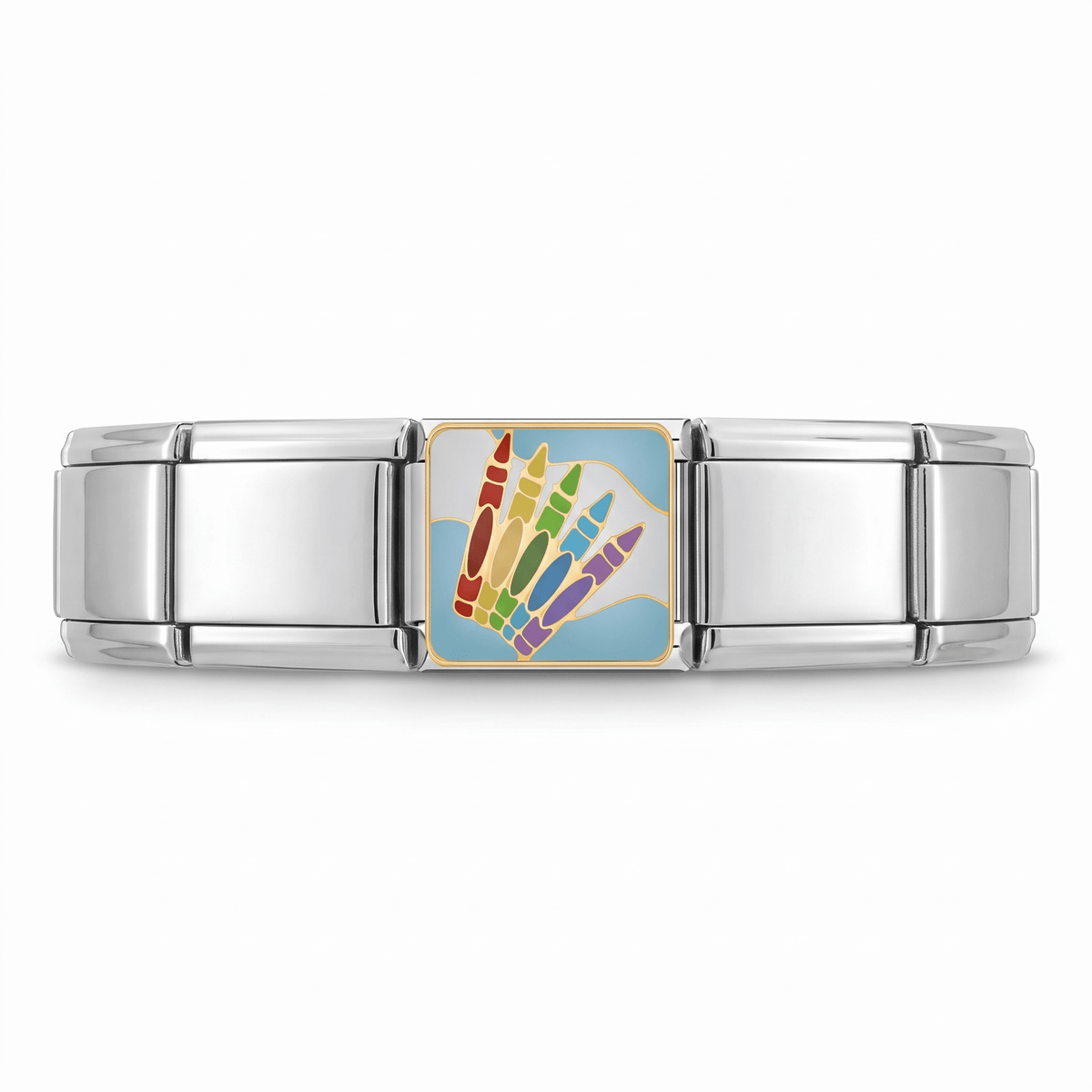 Charm Crayolas escuela en pulsera italiana de eslabones
