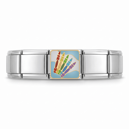 Charm Crayolas escuela en pulsera italiana de eslabones