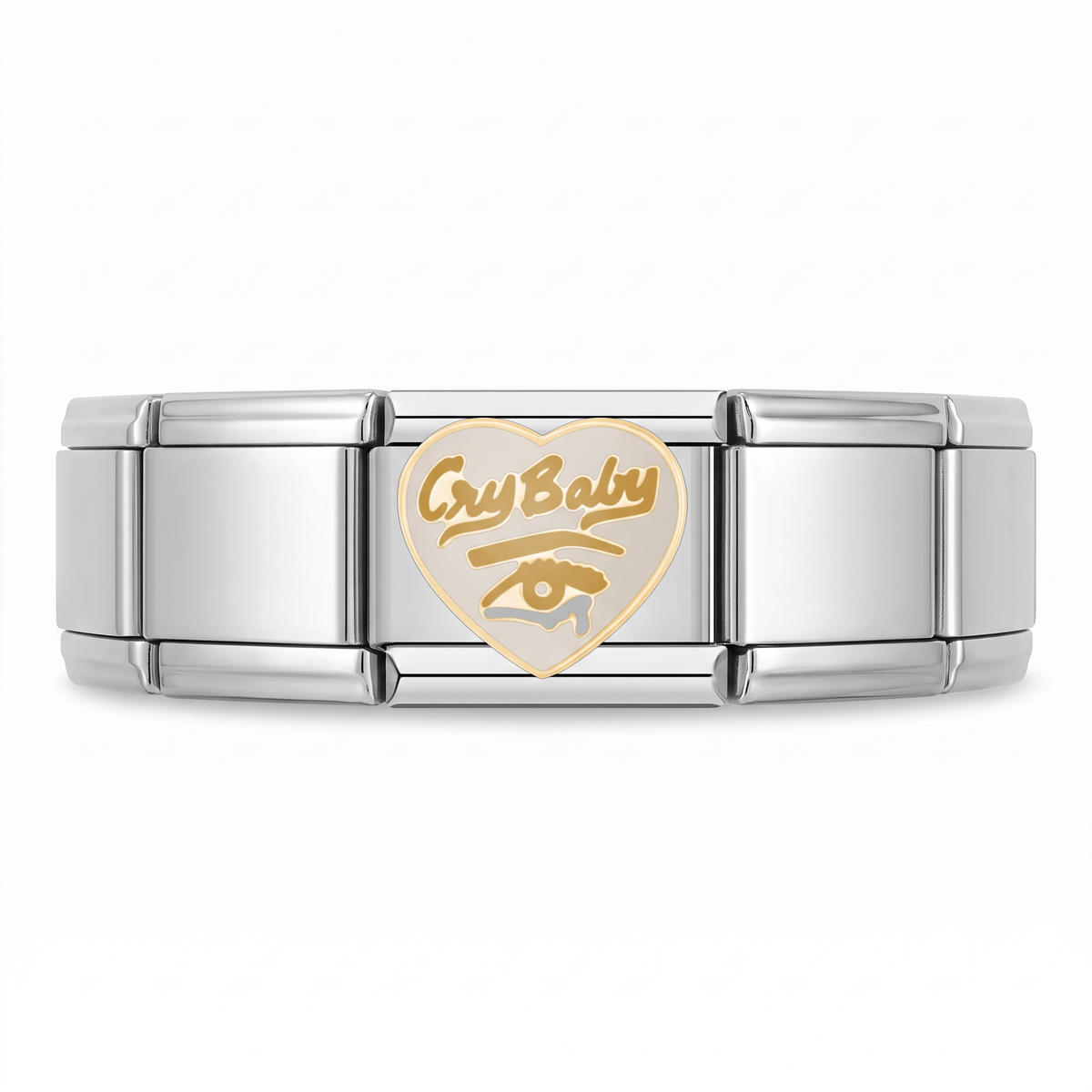 Charm Cry Baby (Plateado) en pulsera italiana de eslabones