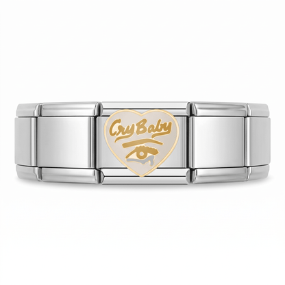 Charm Cry Baby (Plateado) en pulsera italiana de eslabones