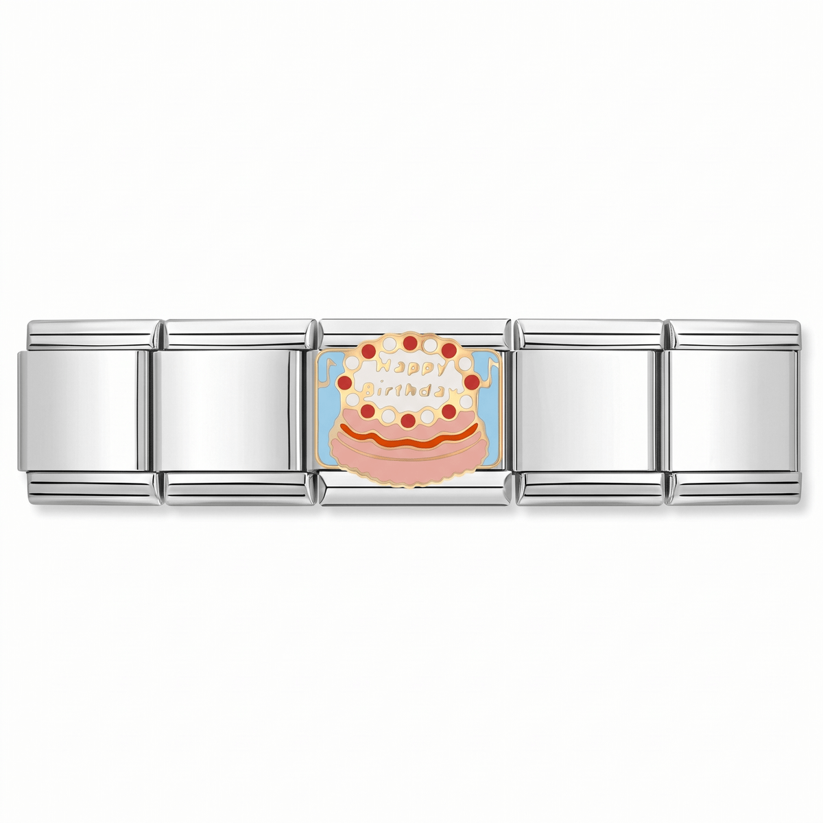 Charm Cumpleaños (Pastel) en pulsera italiana de eslabones