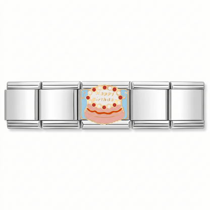 Charm Cumpleaños (Pastel) en pulsera italiana de eslabones