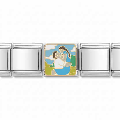 Charm Diario de una Pasión / The Notebook (Abrazo) en pulsera italiana de eslabones