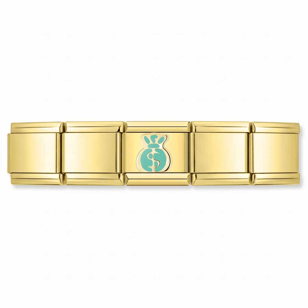 Charm Dinero (Bolsa, Dorado) en pulsera italiana de eslabones