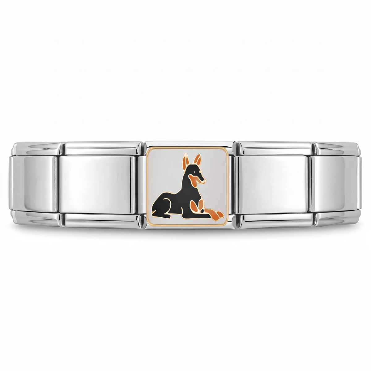 Charm Doberman en pulsera italiana de eslabones