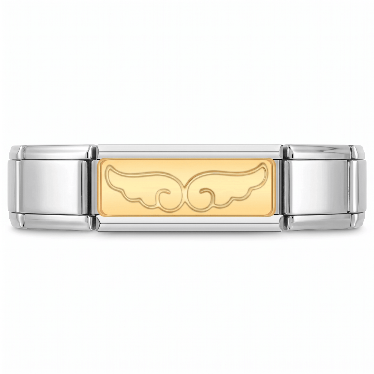 Charm Doble Alas (Lisas) en pulsera italiana de eslabones