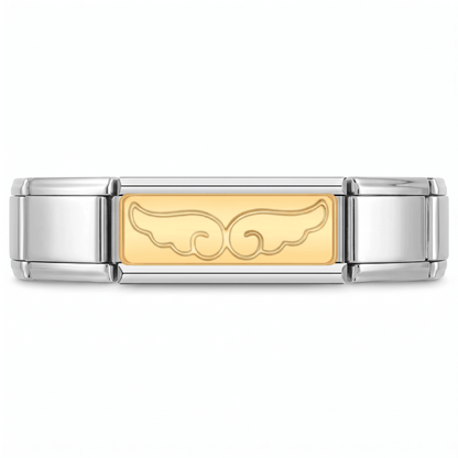 Charm Doble Alas (Lisas) en pulsera italiana de eslabones