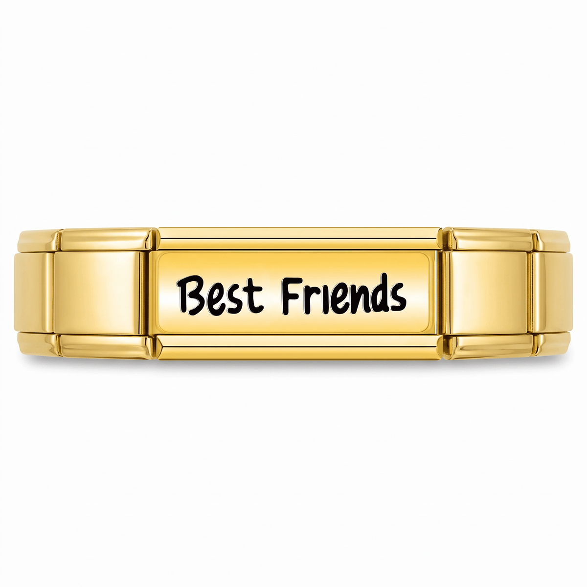 Charm Doble Best Friends (Dorado) en pulsera italiana de eslabones