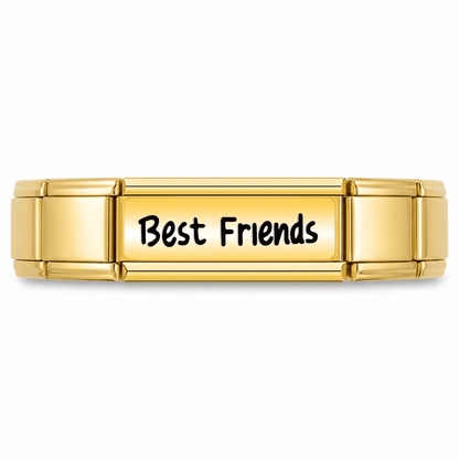 Charm Doble Best Friends (Dorado) en pulsera italiana de eslabones