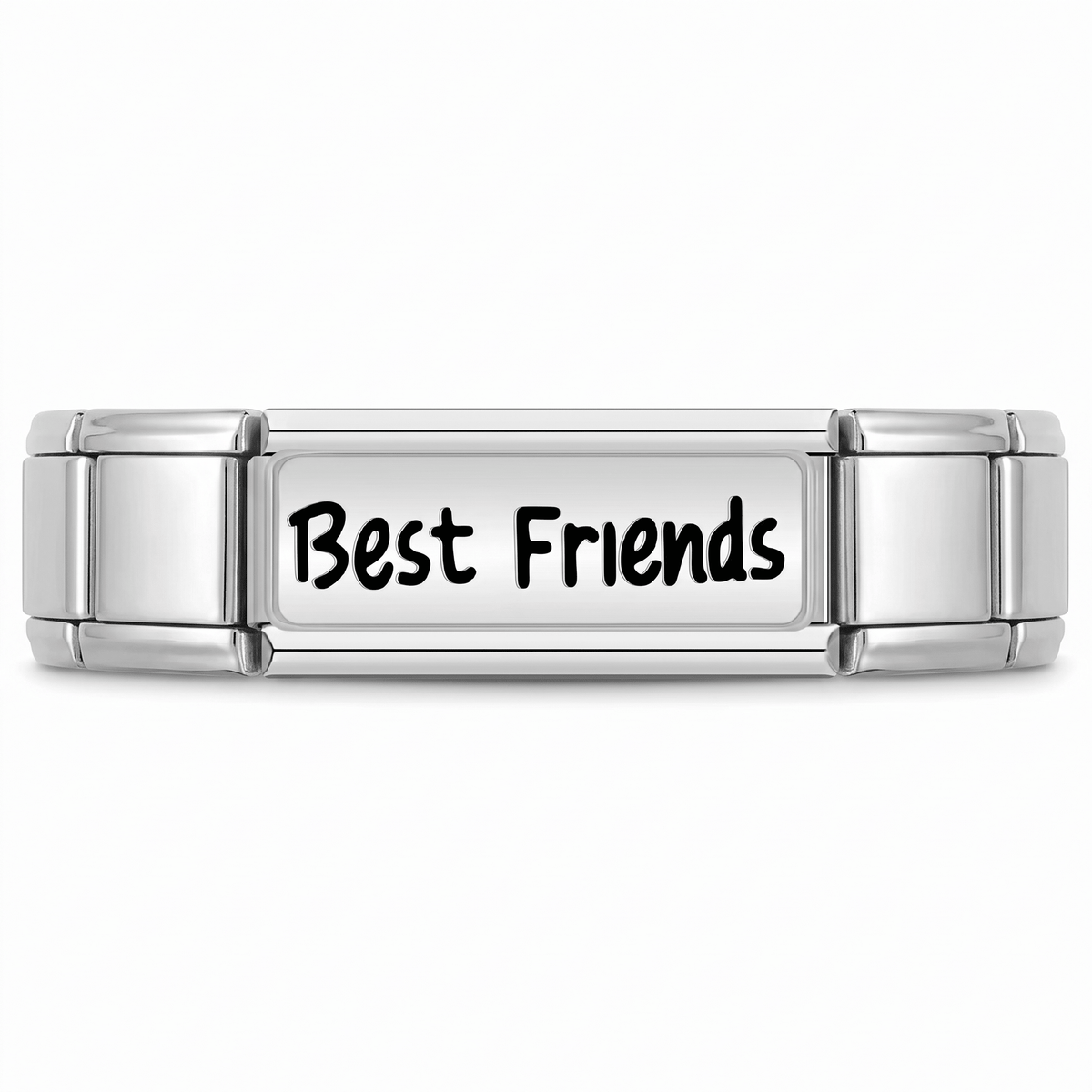 Charm Doble Best Friends (Plateado) en pulsera italiana de eslabones
